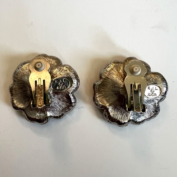 KJL Kenneth Jay Lane Avon Pink Perfect Pansy Clip on Earrings Rhinestone Vtg - Picture 5 of 8